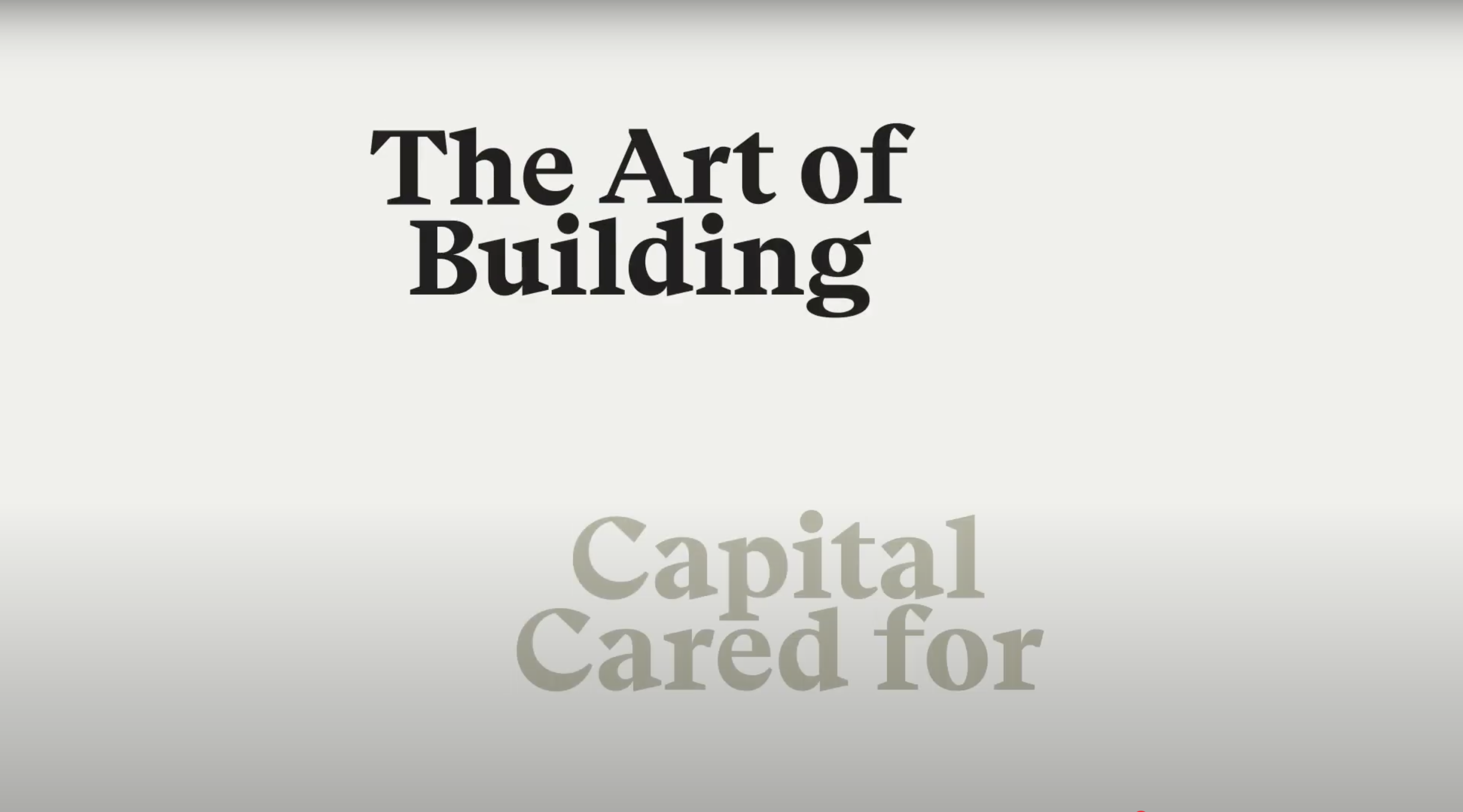 Typography-led card reading The Art of Building.