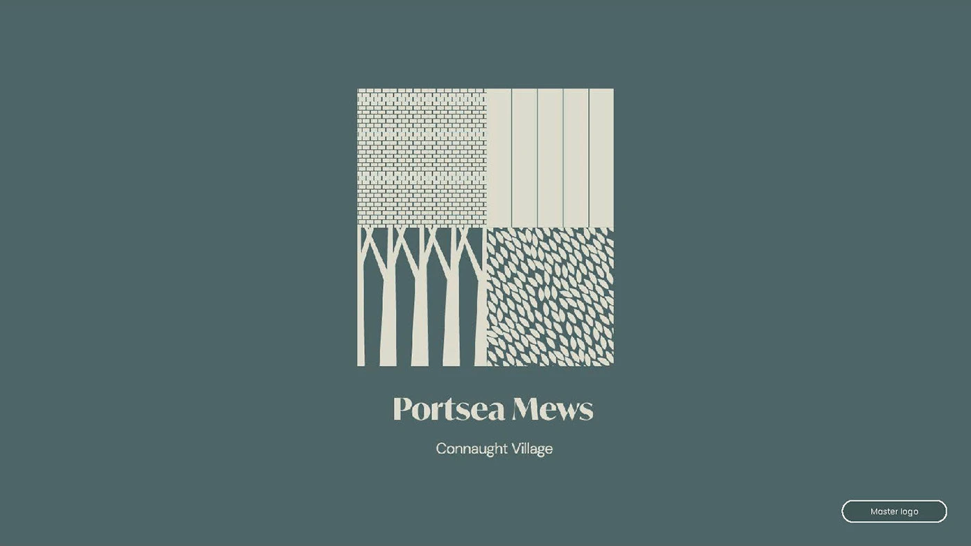 Portsea Mews master logo on an inky blue field.