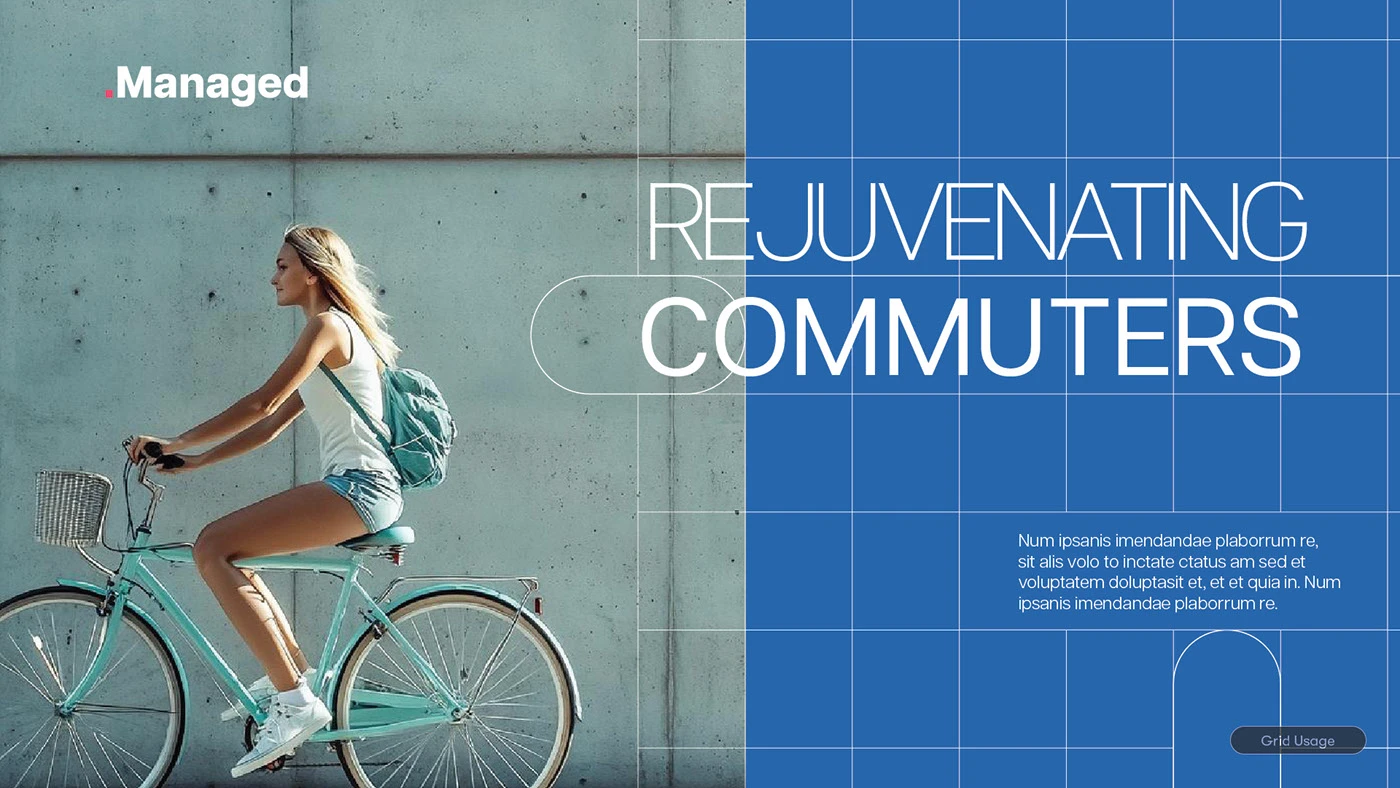 Rejuvenating Commuters campaign board with bicycle photography.