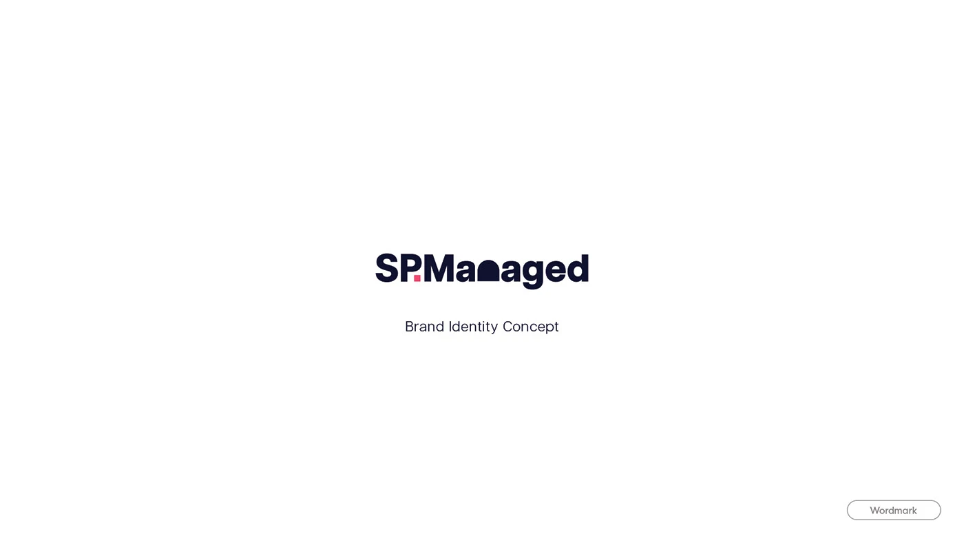 SP Managed wordmark with the subtitle Brand Identity Concept.