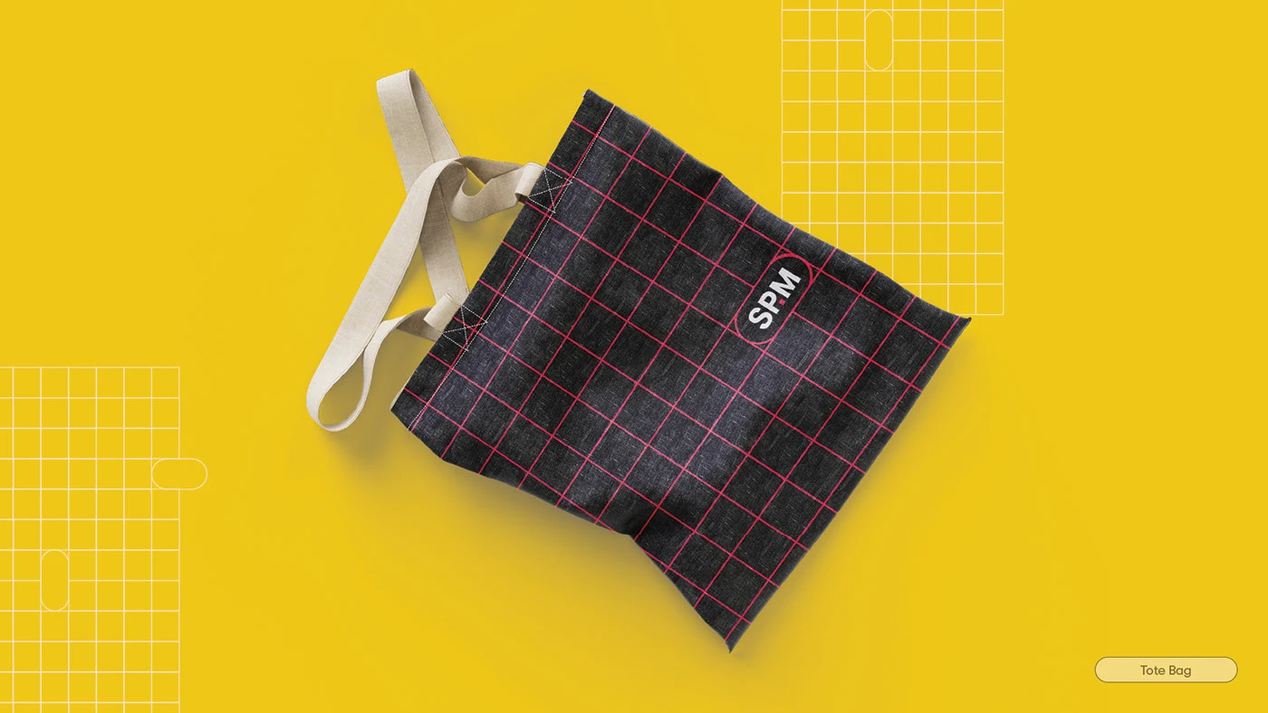 SPM branded tote bag application.